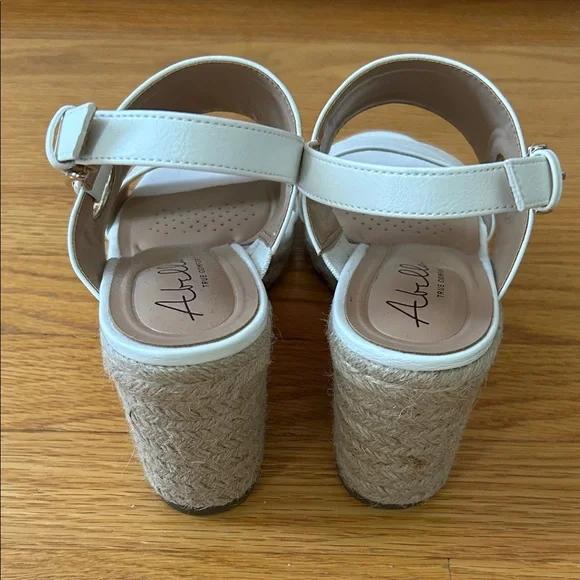 Abella White Leather Wedge Sandals - Picture 3 of 6